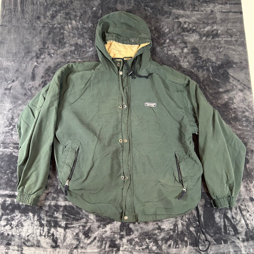 Abercrombie & Fitch Hooded Jacket Mens XL Green Vintage Nylon Puffer Coat